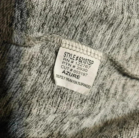 David Cline Womens Size Large Pullover 3/4 Sleeve Top #6210 Azure Stripe V-Neck - Picture 5 of 5